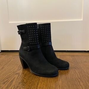 Ecco Suede Leather Studded Black Boots